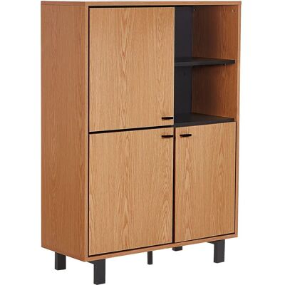Beliani Comoda Madera Clara - 3 Gabinetes & 2 Estantes - Almacenaje Moderno Beliani Comoda Madera Clara - 3 Gabinetes & 2 Estantes - Almacenaje Moderno