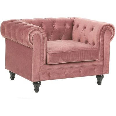 Sillón Chesterfield Rosa de Terciopelo de Beliani - Sillón Sillón Chesterfield Rosa de Terciopelo de Beliani - Sillón