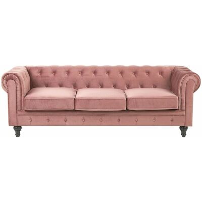 Beliani Sofá Chesterfield Rosa 3 Plazas - Sofá Beliani Sofá Chesterfield Rosa 3 Plazas - Sofá