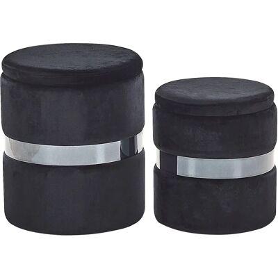 Beliani DORIS Ensemble de 2 poufs de rangement en velours noir - Pouf - Publicité Beliani DORIS Ensemble de 2 poufs de rangement en velours noir - Pouf - Publicité