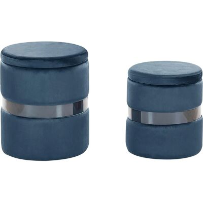 Beliani Light Blue Velvet Pouffe Set of 2 - Pouffe Beliani Light Blue Velvet Pouffe Set of 2 - Pouffe