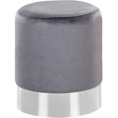 Beliani Puf de Terciopelo Gris - Estilo Glamour Beliani Puf de Terciopelo Gris - Estilo Glamour