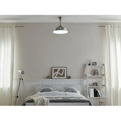 Ventilador de Techo Plateado Beliani con Luz y Control Remoto Ventilador de Techo Plateado Beliani con Luz y Control Remoto