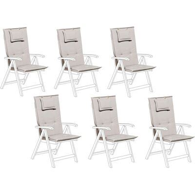 Beliani Set di 6 Cuscini da Giardino Taupe - Cuscini per sedie da giardino Beliani Set di 6 Cuscini da Giardino Taupe - Cuscini per sedie da giardino