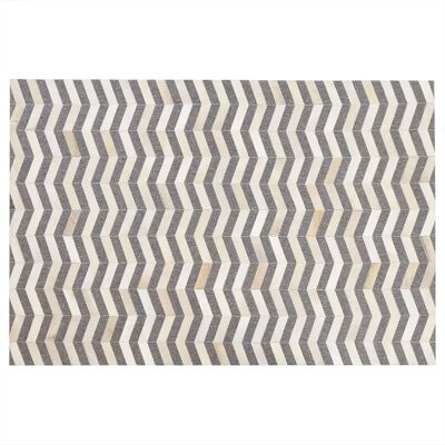 Alfombra de Cuero de Vaca Chevron Gris y Beige - Alfombra Alfombra de Cuero de Vaca Chevron Gris y Beige - Alfombra