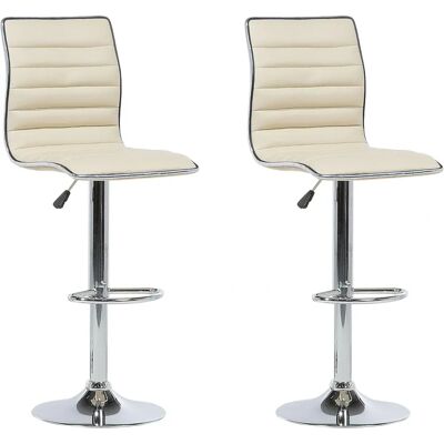 Beliani Satz aus 2 hellbeigen Faux-Leder Barhocker - Bar Chairs Beliani Satz aus 2 hellbeigen Faux-Leder Barhocker - Bar Chairs