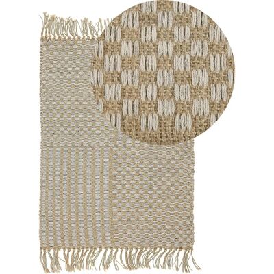 Alfombra Pasillo Beige Algodón y Yute 50x80cm Tejida a Mano Boho Dormitorio Alfombra Pasillo Beige Algodón y Yute 50x80cm Tejida a Mano Boho Dormitorio