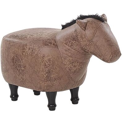 Taburete Animal para Niños Beliani - Caballo - Cuero sintético, Patas de madera, Marrón Taburete Animal para Niños Beliani - Caballo - Cuero sintético, Patas de madera, Marrón