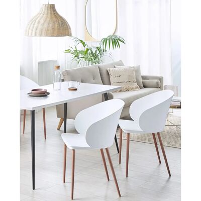 Beliani Ensemble de 2 Chaises en Matériau Synthétique Blanc - Chaises de Salle à Manger - Publicité Beliani Ensemble de 2 Chaises en Matériau Synthétique Blanc - Chaises de Salle à Manger - Publicité