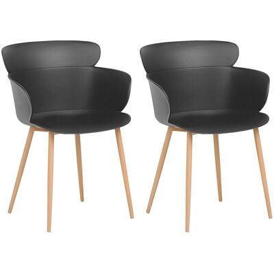 Beliani Set di 2 sedie da pranzo - Materiale sintetico nero moderno soggiorno Beliani Set di 2 sedie da pranzo - Materiale sintetico nero moderno soggiorno