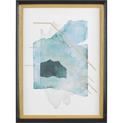 Beliani Blue and Gold Wall Print - Abstract 30x40cm Wall Decor Beliani Blue and Gold Wall Print - Abstract 30x40cm Wall Decor