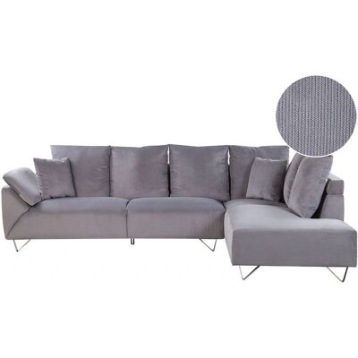 Beliani Kulmasohva Harmaa Velour - Kulmasohva Beliani Kulmasohva Harmaa Velour - Kulmasohva