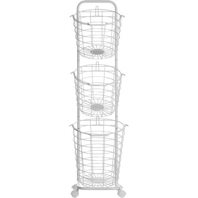 Beliani Soporte de cestas metálicas 3 niveles Blanco - Carro de almacenamiento Beliani Soporte de cestas metálicas 3 niveles Blanco - Carro de almacenamiento