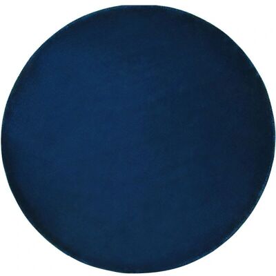 Alfombra redonda de viscosa azul marino 140 cm - Beliani Alfombra redonda de viscosa azul marino 140 cm - Beliani