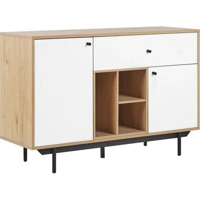 Mueble de almacenamiento Beliani de Madera Clara con Estantes Blancos - Sideboard Mueble de almacenamiento Beliani de Madera Clara con Estantes Blancos - Sideboard