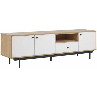 Mueble TV Beliani Madera Clara Blanco - Hasta 75" Mueble TV Beliani Madera Clara Blanco - Hasta 75"