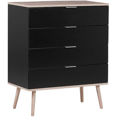 Beliani Cajonera Negra - 4 Cajones - Estilo Escandinavo Beliani Cajonera Negra - 4 Cajones - Estilo Escandinavo