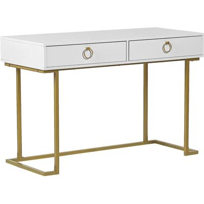 Table console blanche Beliani avec pieds en or - Console - Publicité Table console blanche Beliani avec pieds en or - Console - Publicité