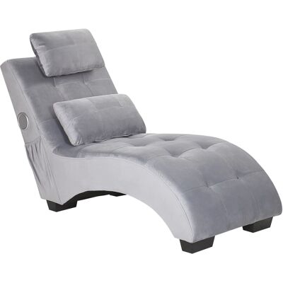 Sofá reclinable de terciopelo gris con altavoz Bluetooth - Muebles para sala Sofá reclinable de terciopelo gris con altavoz Bluetooth - Muebles para sala