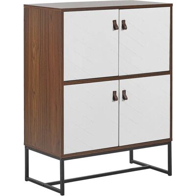 Beliani Mueble de almacenamiento de madera oscura - 2 compartimentos, 4 puertas - 100x76cm Beliani Mueble de almacenamiento de madera oscura - 2 compartimentos, 4 puertas - 100x76cm