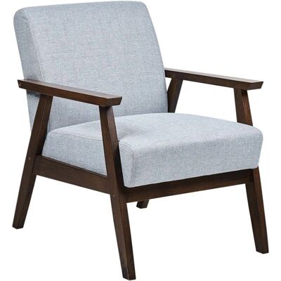 Sillón Beliani Tapizado en Poliéster Gris Diseño Retro Marco de Madera Sala Sillón Beliani Tapizado en Poliéster Gris Diseño Retro Marco de Madera Sala