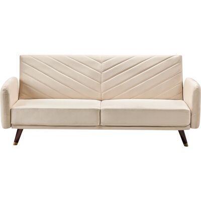 Sofá Cama Beliani SENJA - Beige - 3 Plazas - Terciopelo - Sala de Estar Sofá Cama Beliani SENJA - Beige - 3 Plazas - Terciopelo - Sala de Estar