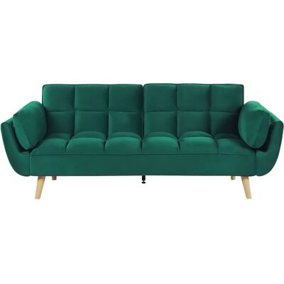 Beliani Sofá Cama Terciopelo Verde 3 Plazas - Sofa Bed Beliani Sofá Cama Terciopelo Verde 3 Plazas - Sofa Bed
