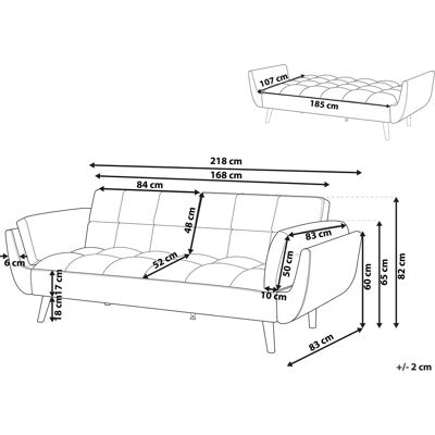 Sofá cama Beliani Gris Claro de Terciopelo - Sofá Cama, 3 Plazas, Estilo Retro Sofá cama Beliani Gris Claro de Terciopelo - Sofá Cama, 3 Plazas, Estilo Retro