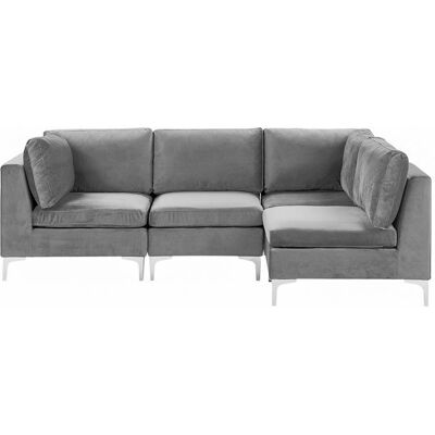 Beliani Sofá Esquina Modular Mano Izquierda Terciopelo Gris - Sofá Esquina Beliani Sofá Esquina Modular Mano Izquierda Terciopelo Gris - Sofá Esquina
