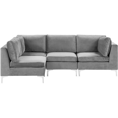 Beliani EVJA Sofá Esquina Modular de Terciopelo Gris Mano Derecha - Sofá Esquina Beliani EVJA Sofá Esquina Modular de Terciopelo Gris Mano Derecha - Sofá Esquina