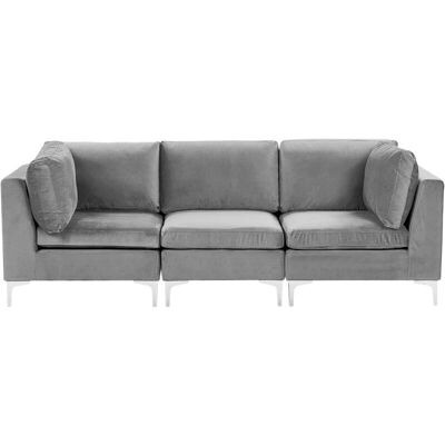 Beliani Sofá Modular de Terciopelo Gris - 3 Plazas - Moderno y Glamour Beliani Sofá Modular de Terciopelo Gris - 3 Plazas - Moderno y Glamour