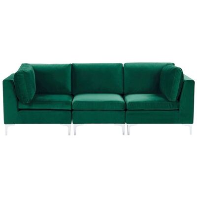 Sofá Modular de Terciopelo Verde Beliani - 3 Plazas - Estilo Moderno Sofá Modular de Terciopelo Verde Beliani - 3 Plazas - Estilo Moderno