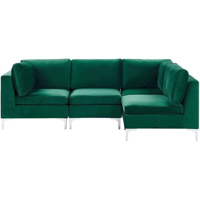 Beliani Linkshändiges Modulares Ecksofa - Grün Samtstoff - 4-Sitzer Beliani Linkshändiges Modulares Ecksofa - Grün Samtstoff - 4-Sitzer