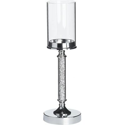 Beliani Kynttilänjalka ABBEVILLE Hopea Metallinen Lasikupu 41 cm - Kynttilänjalka Beliani Kynttilänjalka ABBEVILLE Hopea Metallinen Lasikupu 41 cm - Kynttilänjalka