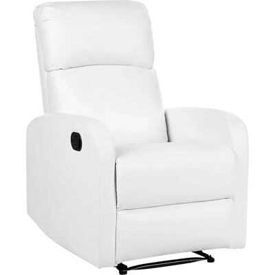 Silla reclinable Beliani Cuero sintético blanco Luz LED azul USB - Sillón relax Silla reclinable Beliani Cuero sintético blanco Luz LED azul USB - Sillón relax