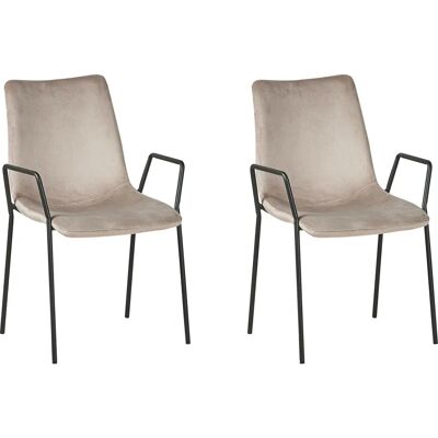 Set di 2 sedie da pranzo Beliani - Jefferson Velluto Taupe Set di 2 sedie da pranzo Beliani - Jefferson Velluto Taupe