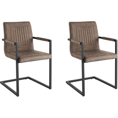 Beliani Set di 2 Sedie in Pelle Sintetica Marrone - Sedia Beliani Set di 2 Sedie in Pelle Sintetica Marrone - Sedia