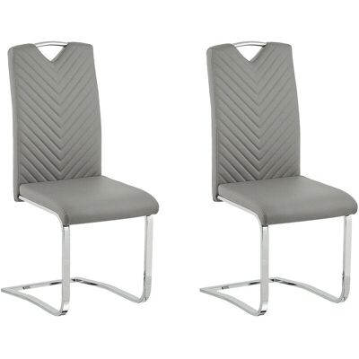 Set di 2 sedie da pranzo in ecopelle grigio chiaro - Sedie da pranzo Set di 2 sedie da pranzo in ecopelle grigio chiaro - Sedie da pranzo