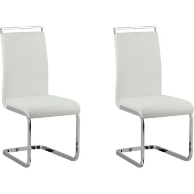Beliani Ensemble de 2 Chaises en Faux Cuir Blanc - Chaise - Publicité Beliani Ensemble de 2 Chaises en Faux Cuir Blanc - Chaise - Publicité
