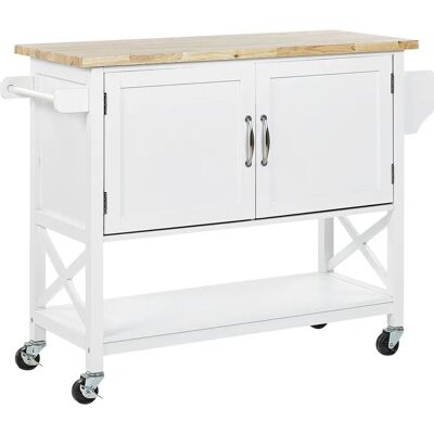 Beliani Küchenwagen Weiß MDF Leichtes Holzoberteil - Küchenwagen Beliani Küchenwagen Weiß MDF Leichtes Holzoberteil - Küchenwagen