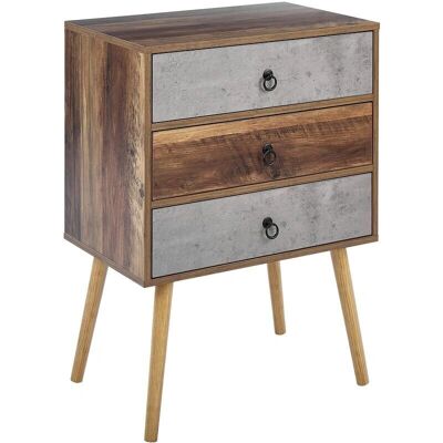 Beliani Mueble de madera oscura y gris - 3 cajones - Almacenamiento rústico Beliani Mueble de madera oscura y gris - 3 cajones - Almacenamiento rústico