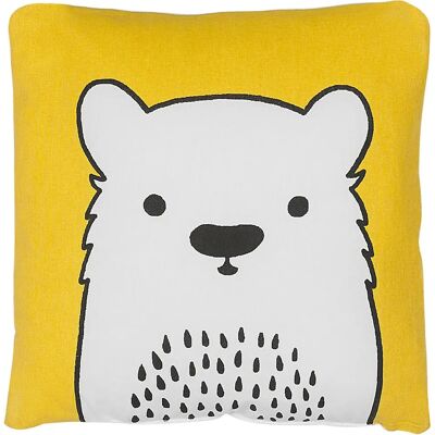 Almohada infantil de tela amarilla Beliani con imagen de oso - Cojín Almohada infantil de tela amarilla Beliani con imagen de oso - Cojín