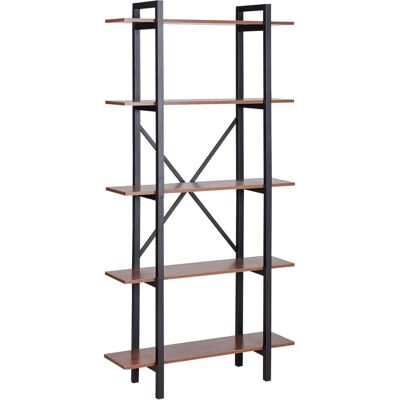 Estantería Beliani Madera Oscura Metal Negro Marco de Acero 5 Niveles - Industrial Estantería Beliani Madera Oscura Metal Negro Marco de Acero 5 Niveles - Industrial