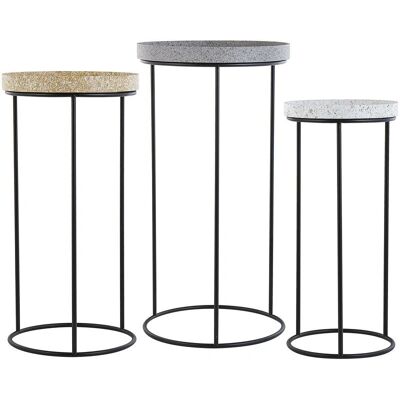 Beliani Set di 3 Tavolini Laterali Struttura in Metallo Nero Base a Rete Effetto Marmo - Tavolini Laterali Beliani Set di 3 Tavolini Laterali Struttura in Metallo Nero Base a Rete Effetto Marmo - Tavolini Laterali