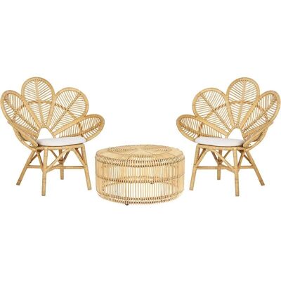 Set Bistrot Beige Beliani - Stile Rustico Boho Set Bistrot Beige Beliani - Stile Rustico Boho