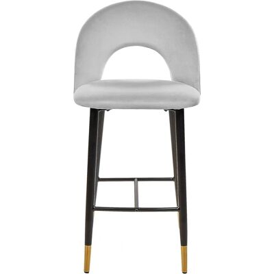 Beliani Sedie da Bar in Velluto Grigio FALTON - Set di 2 Beliani Sedie da Bar in Velluto Grigio FALTON - Set di 2