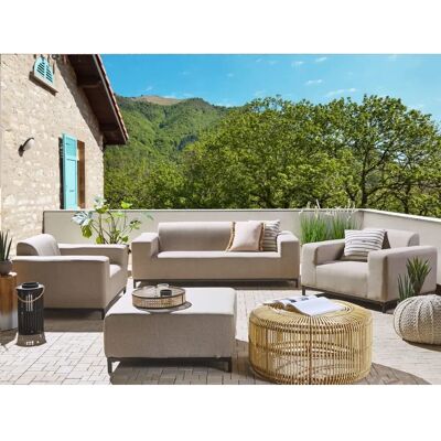 Set Divano da Giardino Beige Beliani con Ottoman - Set di Divani Set Divano da Giardino Beige Beliani con Ottoman - Set di Divani