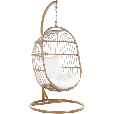 Beliani Hängesessel Egg Beige Seil Sitz Stahlständer - Hängesessel Beliani Hängesessel Egg Beige Seil Sitz Stahlständer - Hängesessel