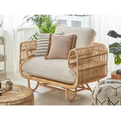 Beliani Armchair Beige - Rattan Boho Style Beliani Armchair Beige - Rattan Boho Style