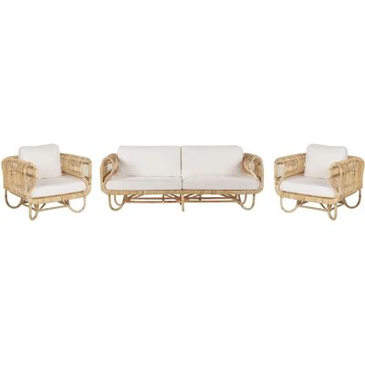 Beliani DOLCEDO Rattan 4-hengen Setti Beige - Sohvasarja Beliani DOLCEDO Rattan 4-hengen Setti Beige - Sohvasarja